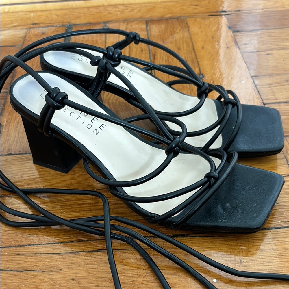 Black Strappy Block Heels